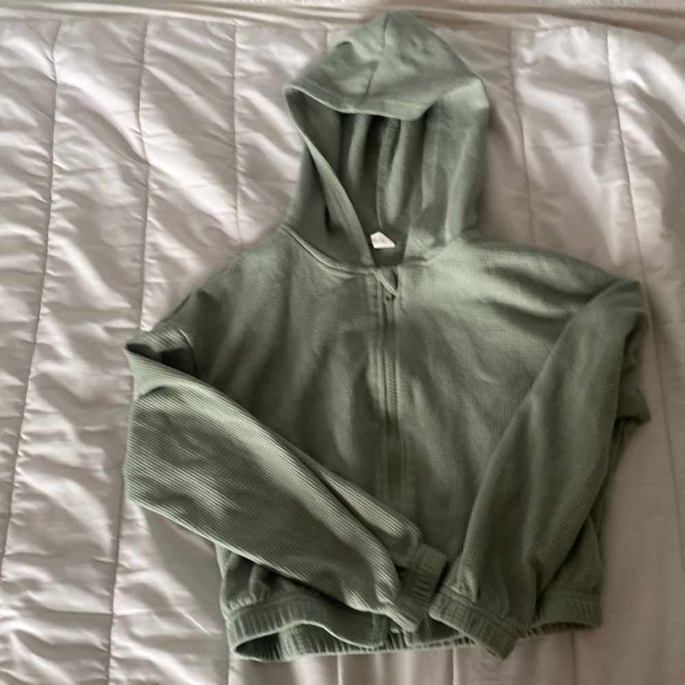 Kids green cropped zip up